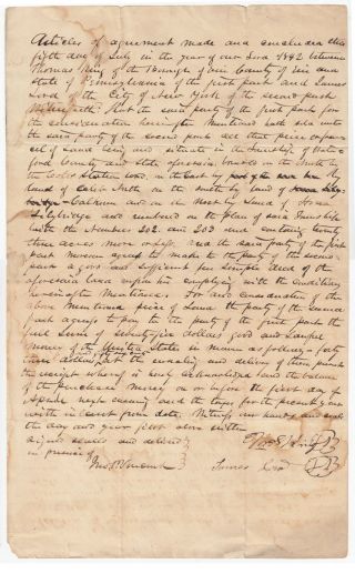 1842 Erie Pennsylvania - Thomas King - Land Document