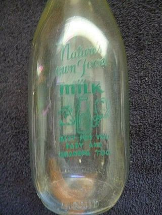 Vintage Laurel Spring Dairy,  Quart Milk Bottle From Marion,  Va Virginia