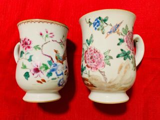 Antique Chinese 18th C Yongzheng Period Export Famille Rose Mug Cups