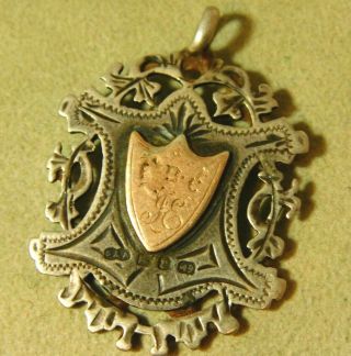 Vintage Uk Hallmarked Sterling Silver Gold Fob Pendant Award Engraved 1i 53