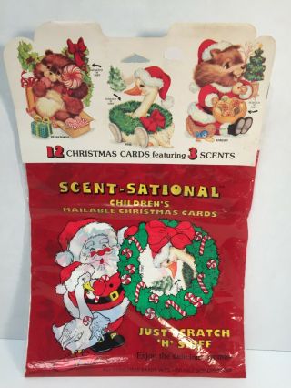 Vintage Scratch Sniff Christmas Cards Envelopes 12