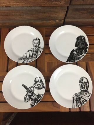 Zak Designs Star Wars Ceramic Plate Set Darth Vader Stormtrooper C - 3po Obi - Wan
