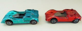Red Line Hot Wheels 1969 Chaparral 2g Metallic Red And Aqua Color Die Cast Cars