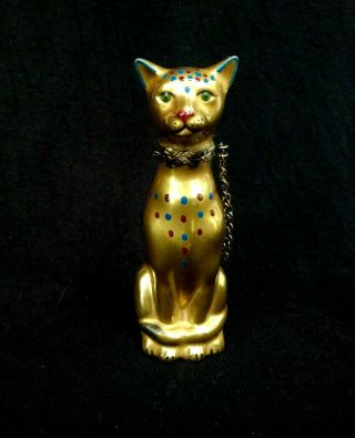 Limoges 22kt Gold Cat Hand Painted France Trinket Box Egyptian 1 Day