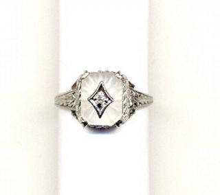 Sterling Silver Camphor Glass Ring Estate