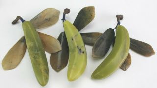 Twelve Vintage Chinese Export Carved Jade Gemstone Stone Fruit Figurines NR SMS 2