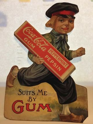 Coca Cola Peppermint Pepsin Chewing Gum Boy Cardboard Die Cut Reprint