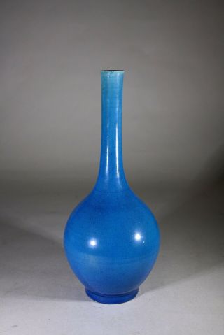 Antique Chinese Porcelain Monochrome Blue Glazed Vase