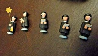 Vintage Set Of 5 German Wooden Miniatures Carolers,