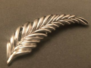 Designer Tiffany & Co.  Sterling 925 Silver T&co.  Feather Leaf Motif Pin Brooch