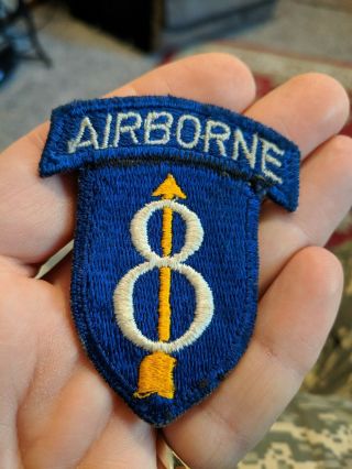 Wwii Era Us Army 8th Infantry Airborne Division Patch With Attached Tab.