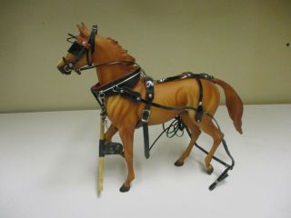 Peter Stone Breyer Knock Off Brown Horse In Leather Wagon Harness