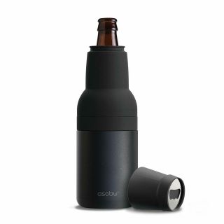 Asobu Frosty Beer 2 Go Insulated Double Walled Stainless Bottle Can Cooler Black