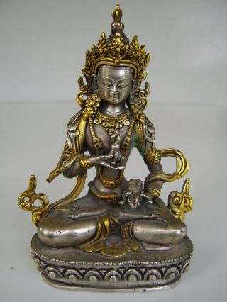 Old Chinese Paktong Buddha God Figure Statue - Tibetan Bronze Interest
