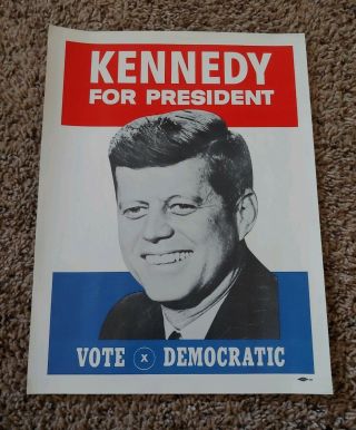John F Kennedy 1960 Presidential Election Vote Democratic Campaign Window Poster