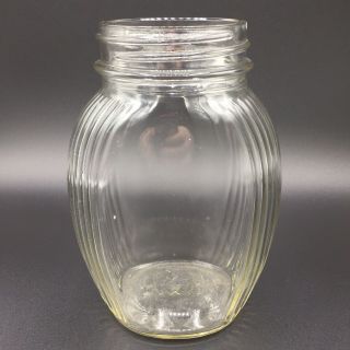 Vintage Dixie Art Deco Style Ribbed Glass Jar 6 " No Lid
