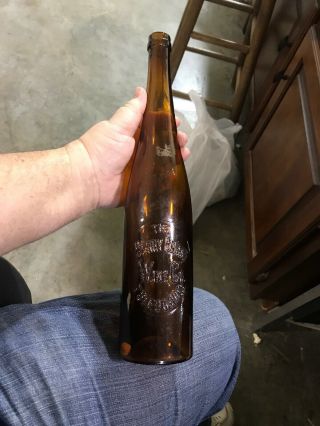 Vintage The Henry Brand Wine Co.  Toledo Ohio Amber Bottle Liquor 14” Tall