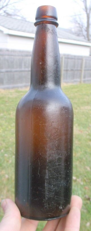 Amber Beer Bottle W/applied Cork Top Lip L.  G.  Co.  1870 