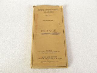 Vintage 1944 U.  S.  Army Wwii Road Map Of France For Use By War And Navy Dept.