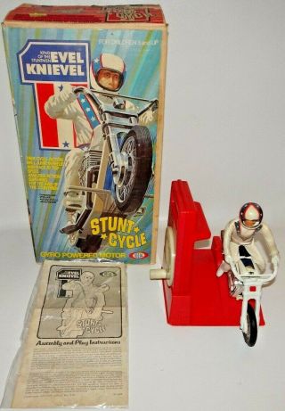 Vintage 1973 Evel Knievel Stunt Cycle Set Complete Box Ideal Toys