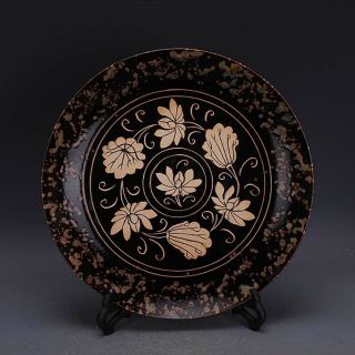 Fine Chinese Song Jizhou Kiln Porcelain Flowers Plants Plate