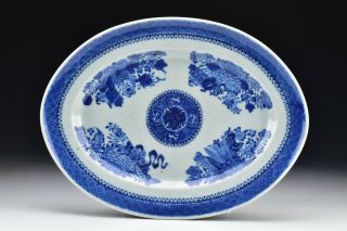 Chinese Export Blue And White Fitzhugh Porcelain Platter 18th / 19th Century 2