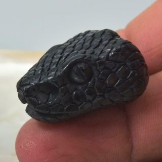 Snake Head Bead Buffalo Horn Art Carving For Bracelet Or Necklace Handmade 7.  76g