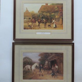 2 Vintage Framed Heywood Hardy Prints Kingfisher Om1389 Om1387 Horse Equestrian