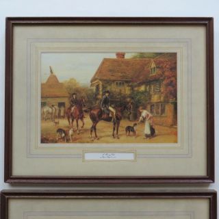 2 Vintage Framed Heywood Hardy Prints Kingfisher OM1389 OM1387 Horse Equestrian 2