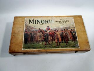 Antique Minoru Horse Racing Game John Jaques London Wood Box