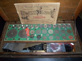 Vintage A.  C.  Gilbert Erector Set No.  8 In Wooden Box Incl Instructions