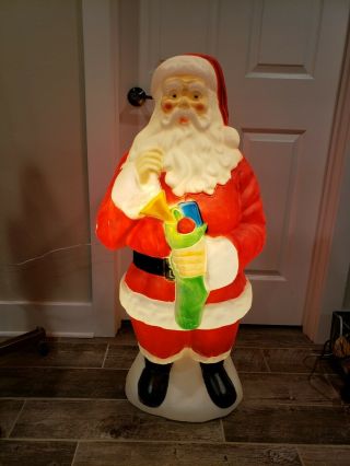 Vintage Large Plastic Blow Mold Empire Christmas Santa Stocking Light Up 42”