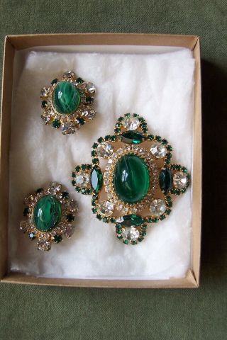 Richelieu Brooch/pendant And Earring Set - Bill Smith - Vintage Jewelry