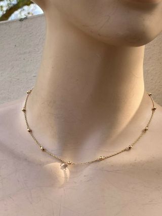 Vintage 14k Yellow Gold Station Chain Necklace 16 " 1.  8 Gr