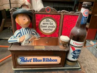 Vintage Pabst Blue Ribbon Beer Lighted Back Bar Sign Display Bartender