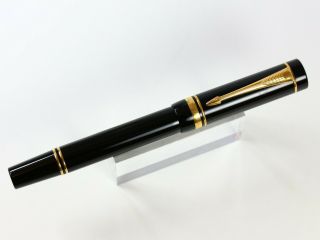 Parker Duofold Roller Ball Pen In Gloss Black With Gold Plated Trim