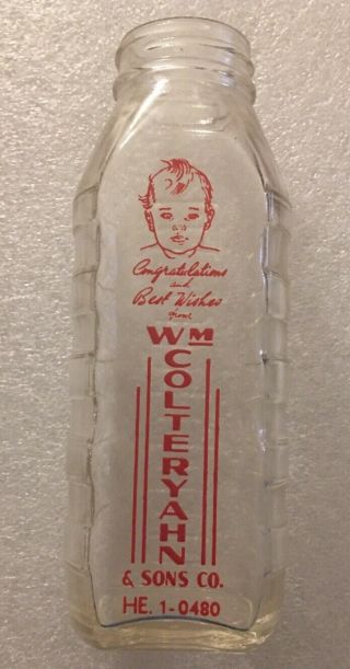 Vintage Colteryahn Milk Bottle Baby 8oz Pittsburgh Pa Samuel Callet Co