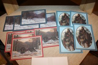 Vtg Box Of 13 Christmas Cards From The National Wild Turkey Federation