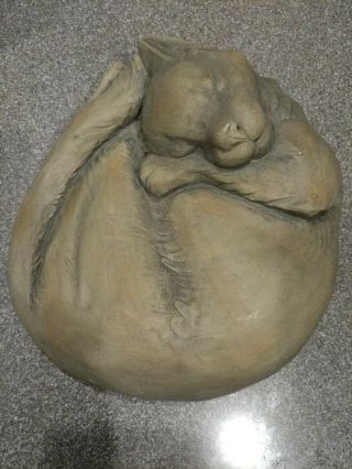 Telle M Stein Cat - The Stone Bunny Inc - Cuddles Resin Statue - 9 X 8 Inches