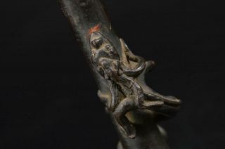 U6815: Japanese Old Copper Beast sculpture FLOWER BUD VASE/craned neck/Sorori 2