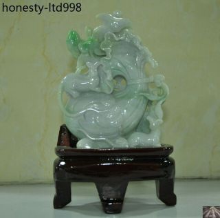 Natural Emerald Jade Jadeite Carved Blessing Bag Mouse Coin Ruyi Yuanbao Statue