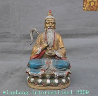Old China Bronze Silver Taoism Leader Taishang Laojun Lao - Tzu God Buddha Statue