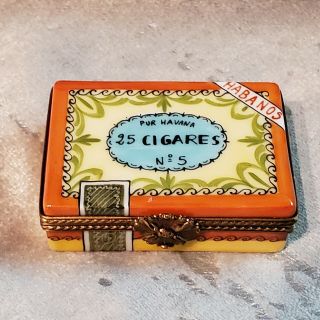 Rare Limoges Cigar Box Trinket Box - Peint Main Marque Deposee
