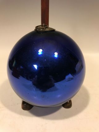 Antique Deep Cobalt Blue 4” Glass Christmas Heavy Kugel Ornament,  Germany