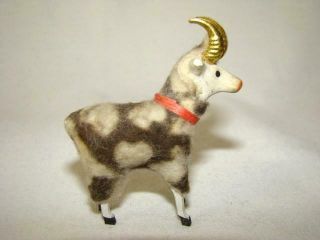 Antique Putz Christmas Ram Sheep With Horns Decoration,  Wooly Stick Leg Germany