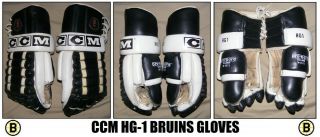 Vintage All Leather Ccm Hg - 1 Boston Bruins Gloves