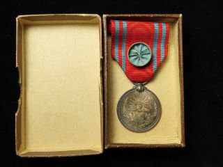 Japanese Red Cross Medal (silver) With Bue Rosette,  Cased