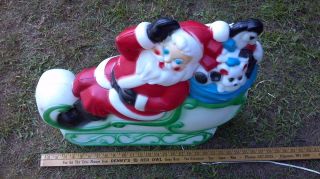 Santa And Sleigh Full Of Gifts Blow Mold 22 " Tall X 25 " Long X 8 " Wide