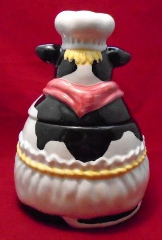 Sunshine Ceramic Holstein Dairy Cow Chef w Chicken Cookie Jar 1955 - CUTE 3