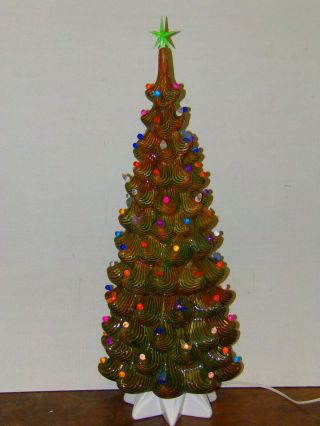 Rare Vintage 31 " Tall Atlantic Mold Traditional Ceramic Lighted Christmas Tree